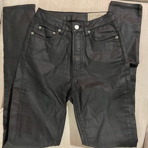 AllSaints Dax Coated Black Skinny Jeans